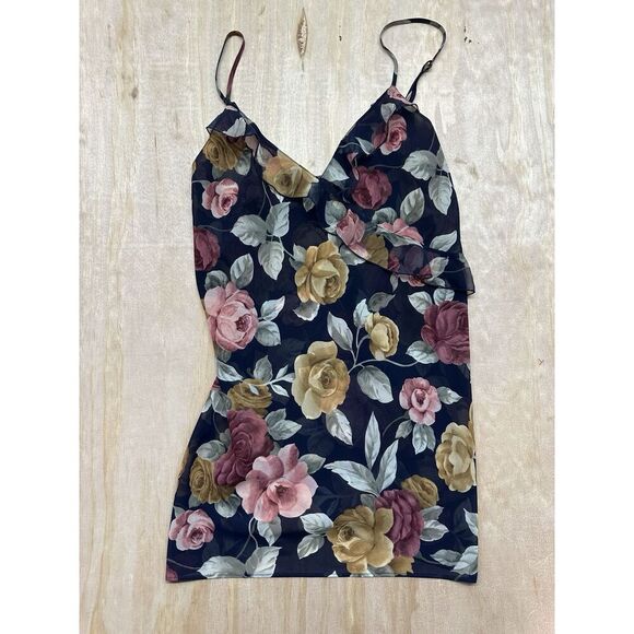 Victoria Secret Nightie Floral Sheer Lingerie Medium Blues Pinks M Night Gown - Picture 1 of 5